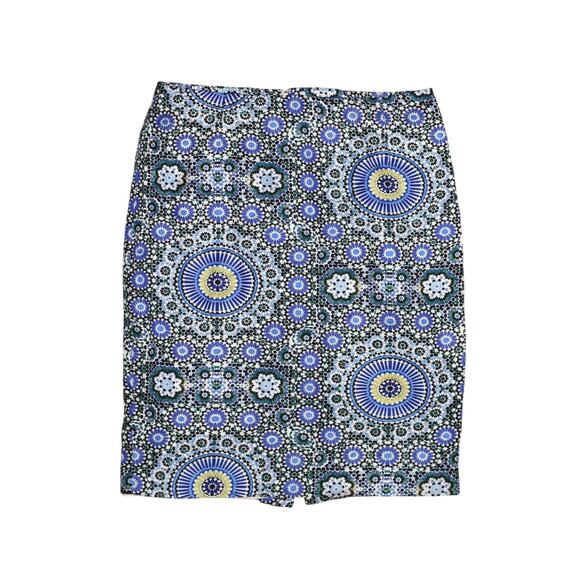 BANANA REPUBLIC $98 Mosaic Tile Linen Blend Pencil Skirt Size 10 - Picture 1 of 4